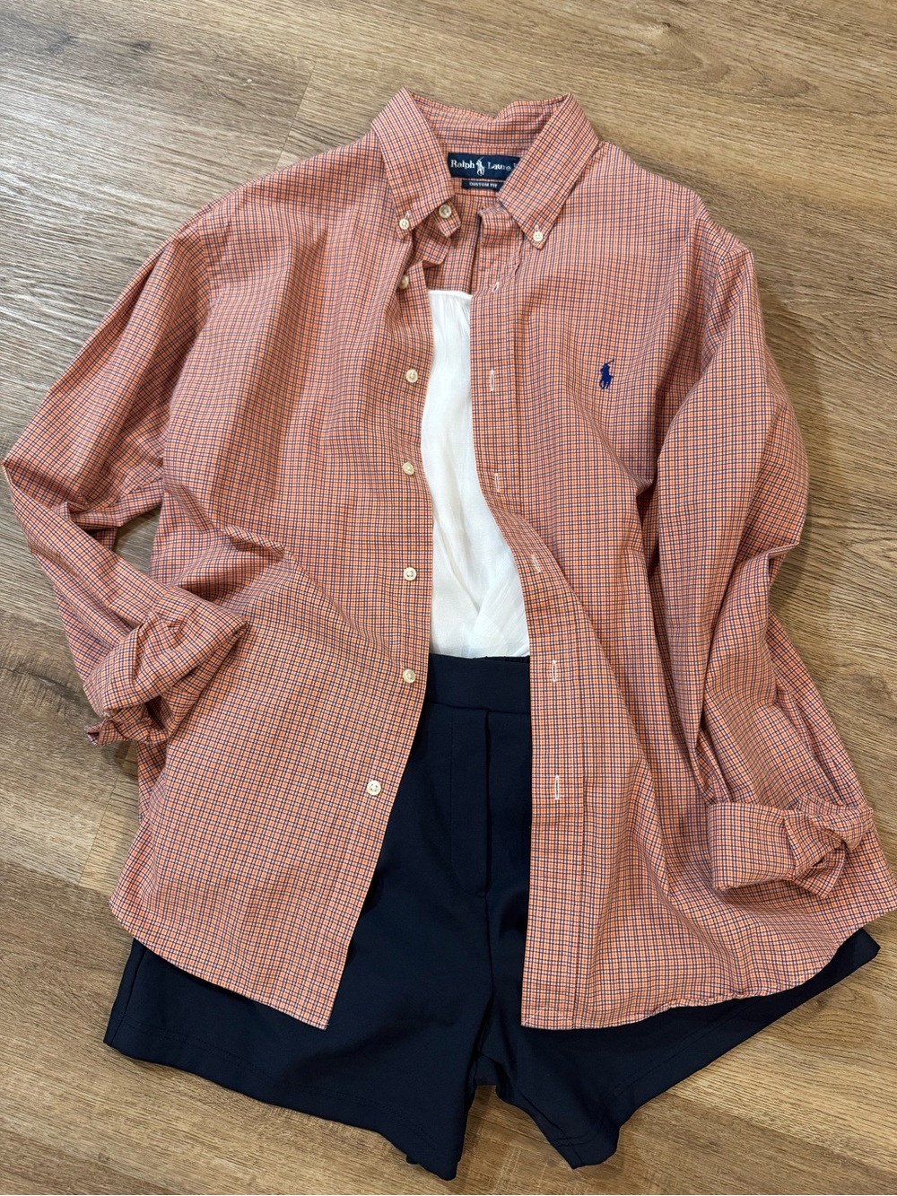 Ralph Lauren Orange Plaid Button-Down Shirt | L